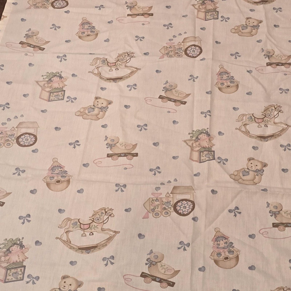 2 Rocking Horse Vtg Toys Nursery Baby Room Handmade Curtains Valance Cottagecore - Picture 6 of 8